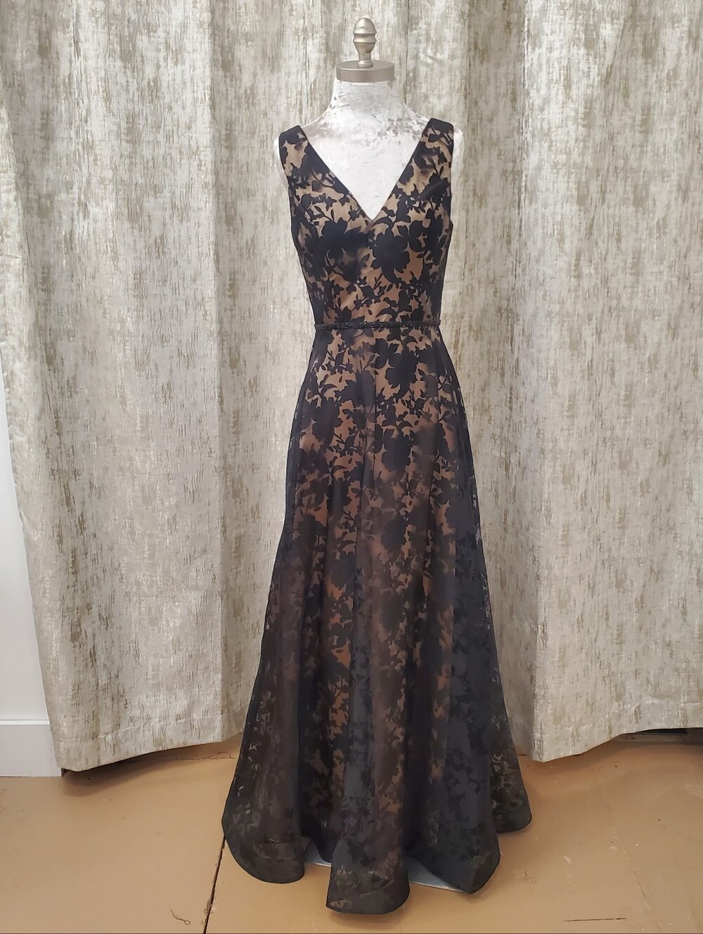 Temptation Floral Overlay Evening Gown